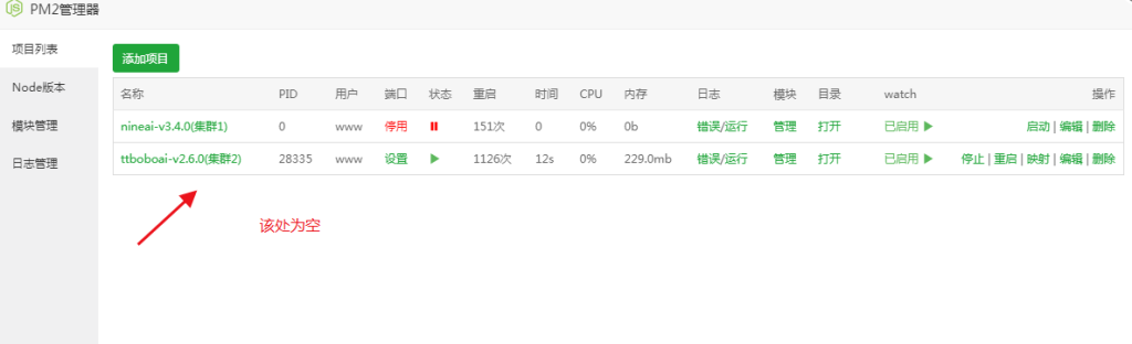 宝塔PM2管理器项目列表界面不显示解决方法教程 宝塔PM2管理器项目列表界面不显示解决方法教程